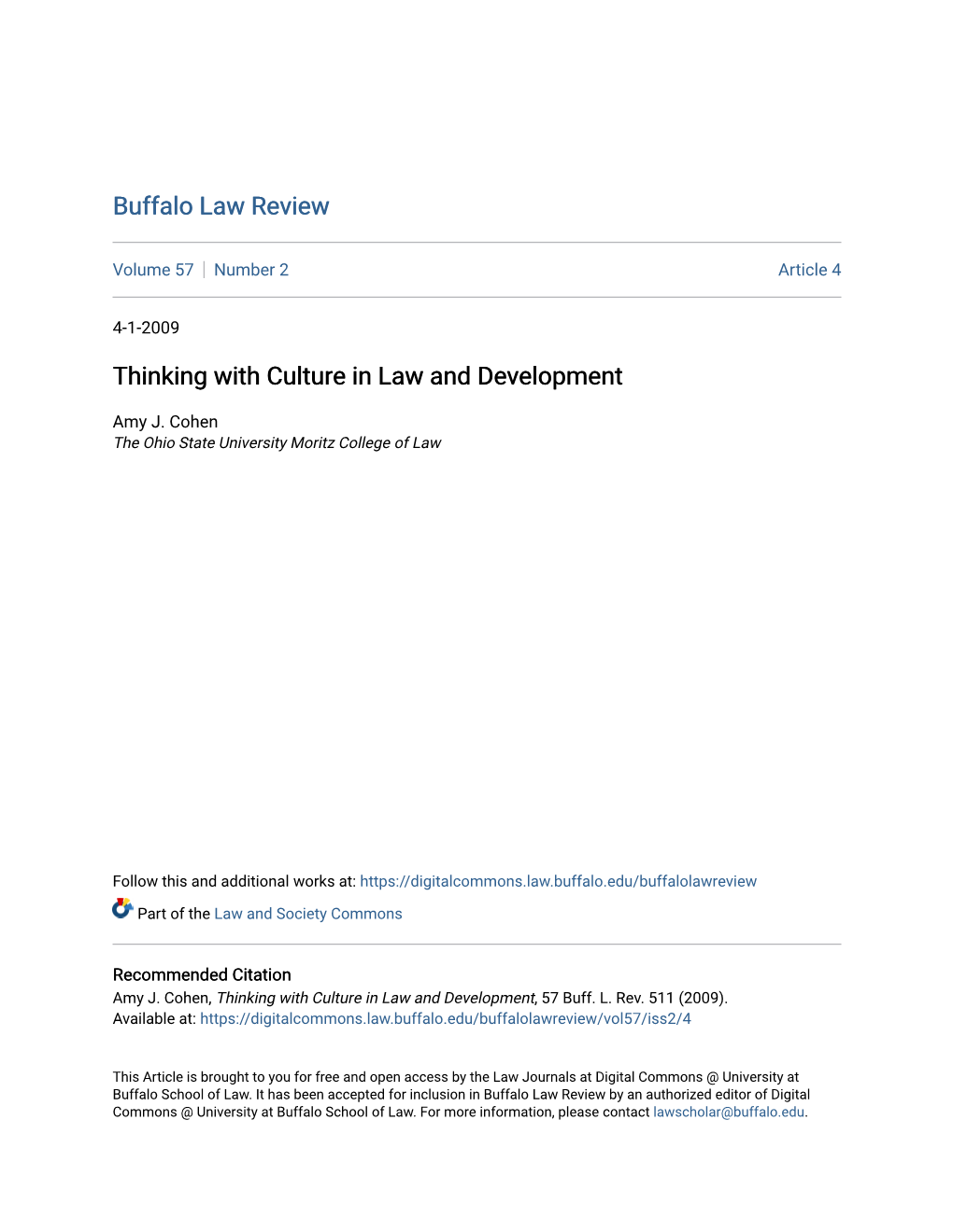 Thinking with Culture in Law and Development