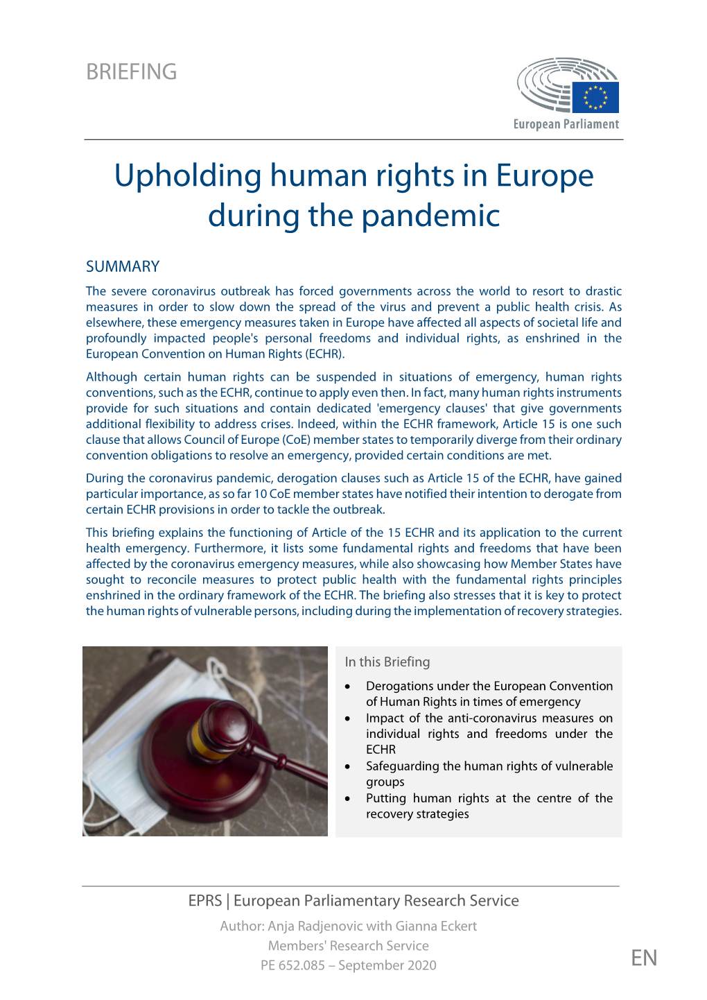 Upholding Human Rights in Europe During the Pandemic