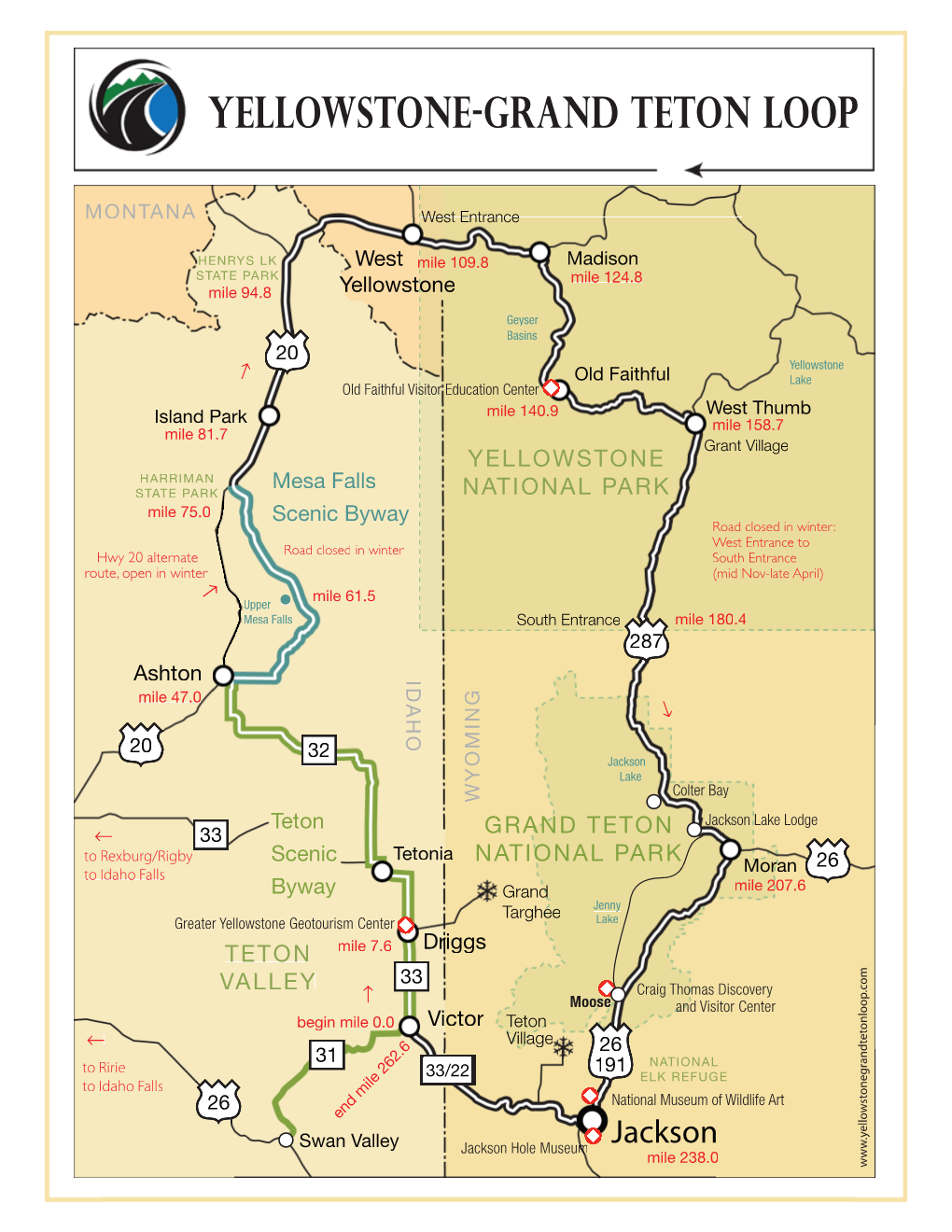 YELLOWSTONE-GRAND TETON LOOP E Mile 94.8 P K 3 R a .7 Yellowstone NRY VALLE VALLEY TE PAR