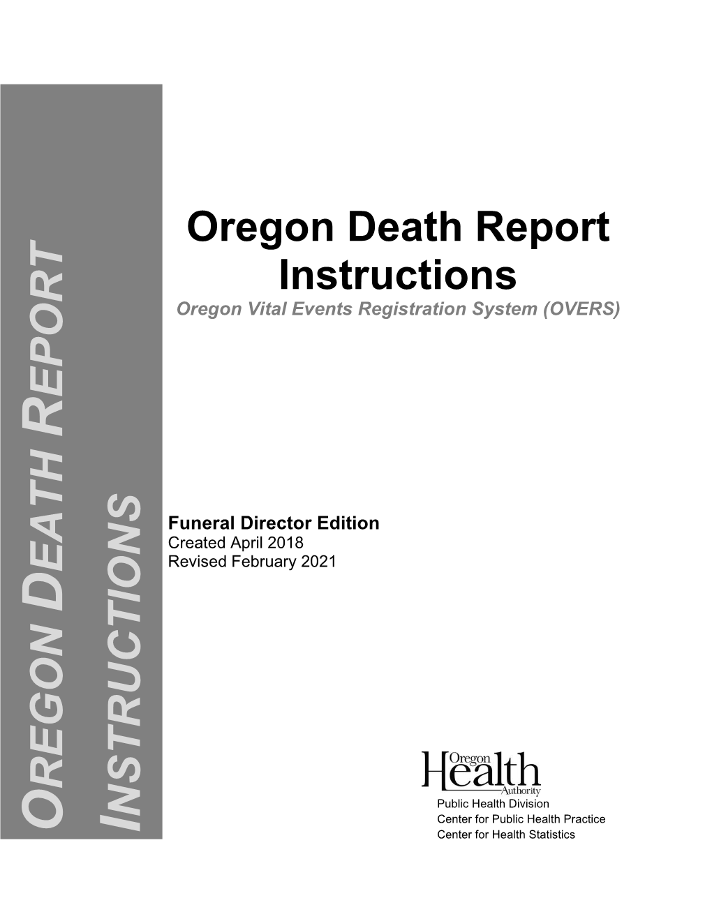 OVERS Death Report Instructions for Funeral Directors