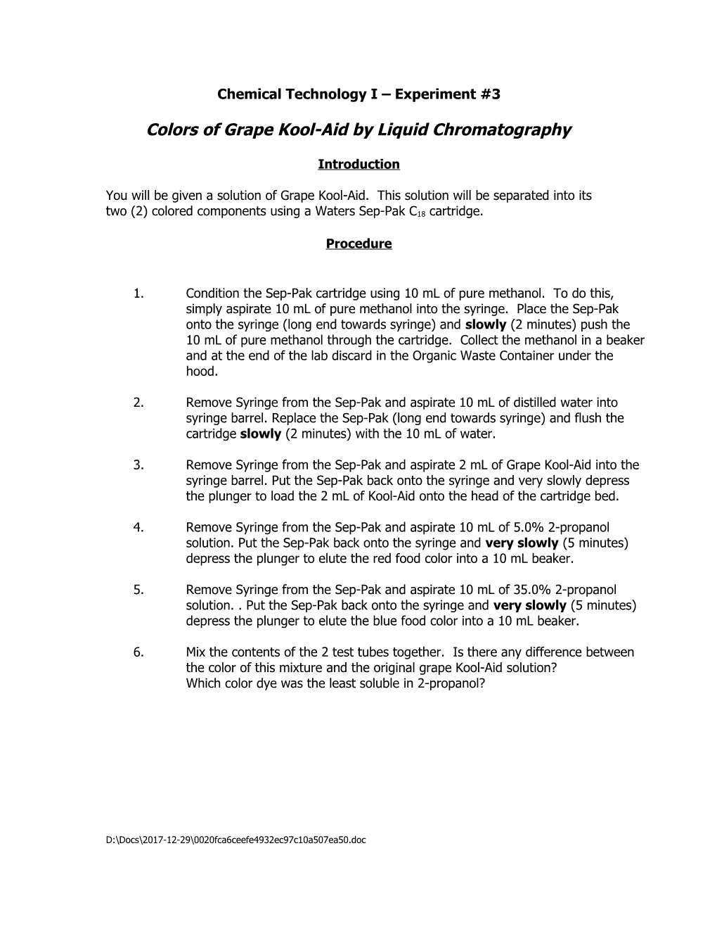 Colors of Grape Kool-Aid by Liquid Chromatography