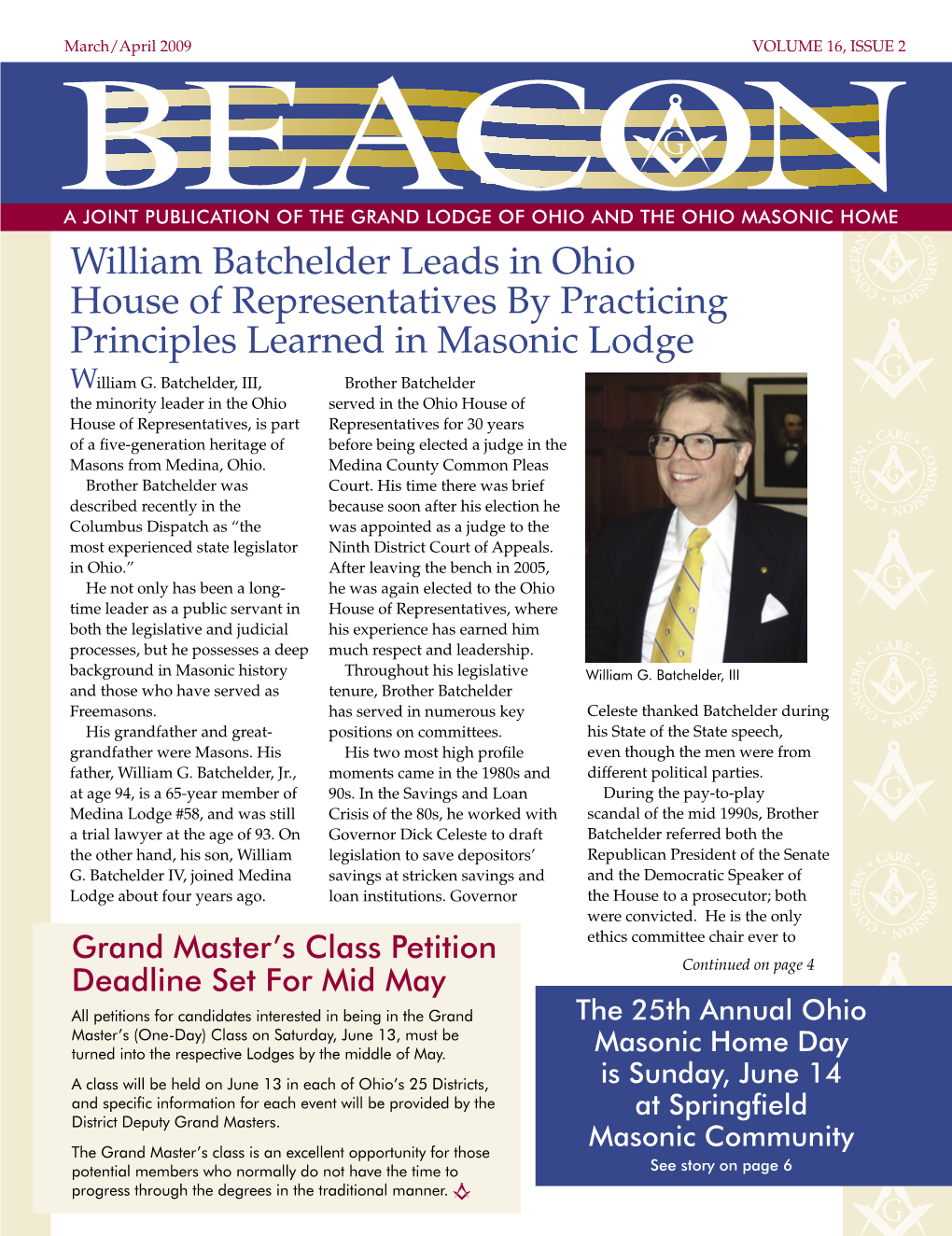 William Batchelder Leads in Ohio House of Representatives by Practicing Principles Learned in Masonic Lodge William G