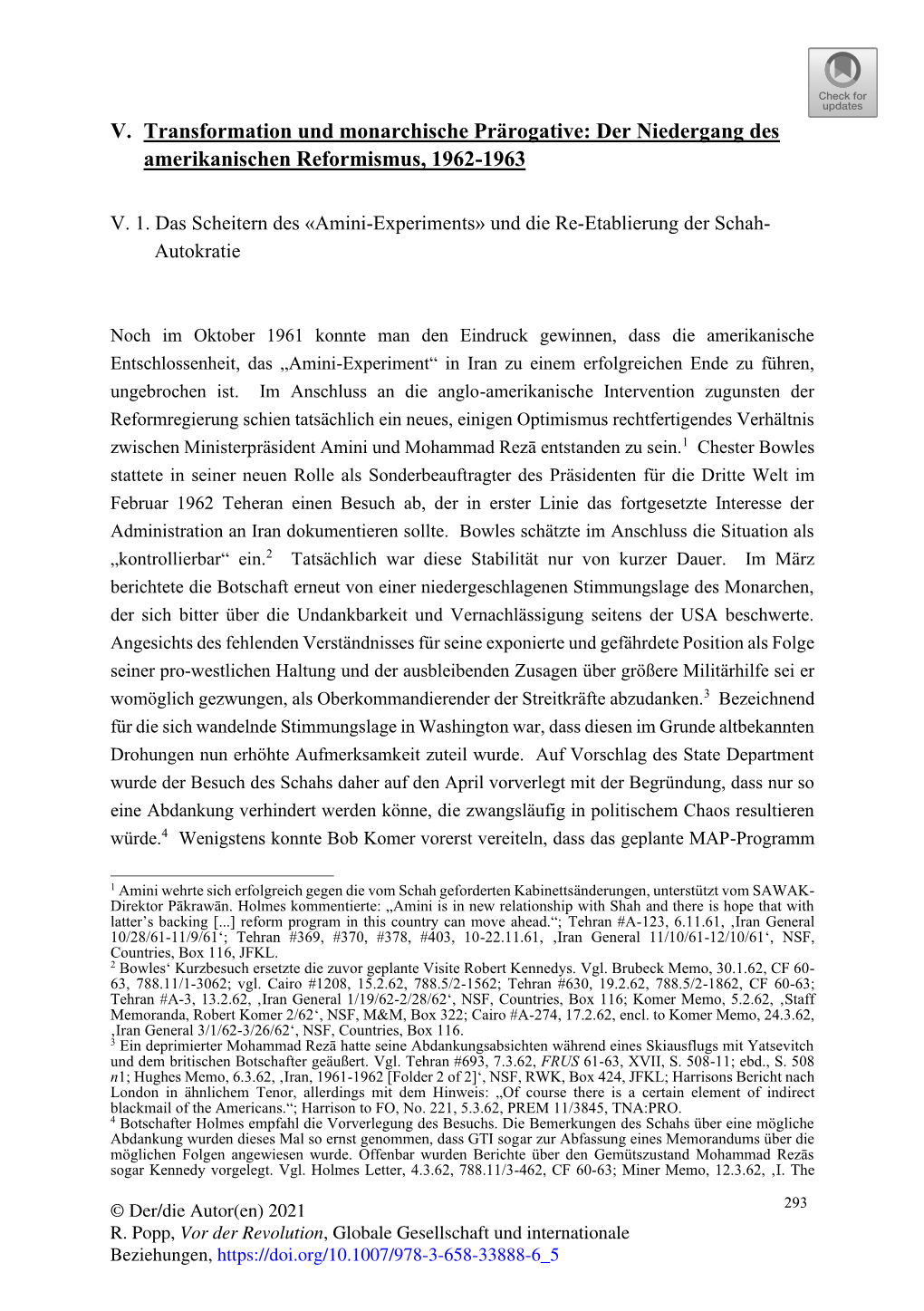 Transformation Und Monarchische Prärogative: Der Niedergang Des Amerikanischen Reformismus, 1962-1963