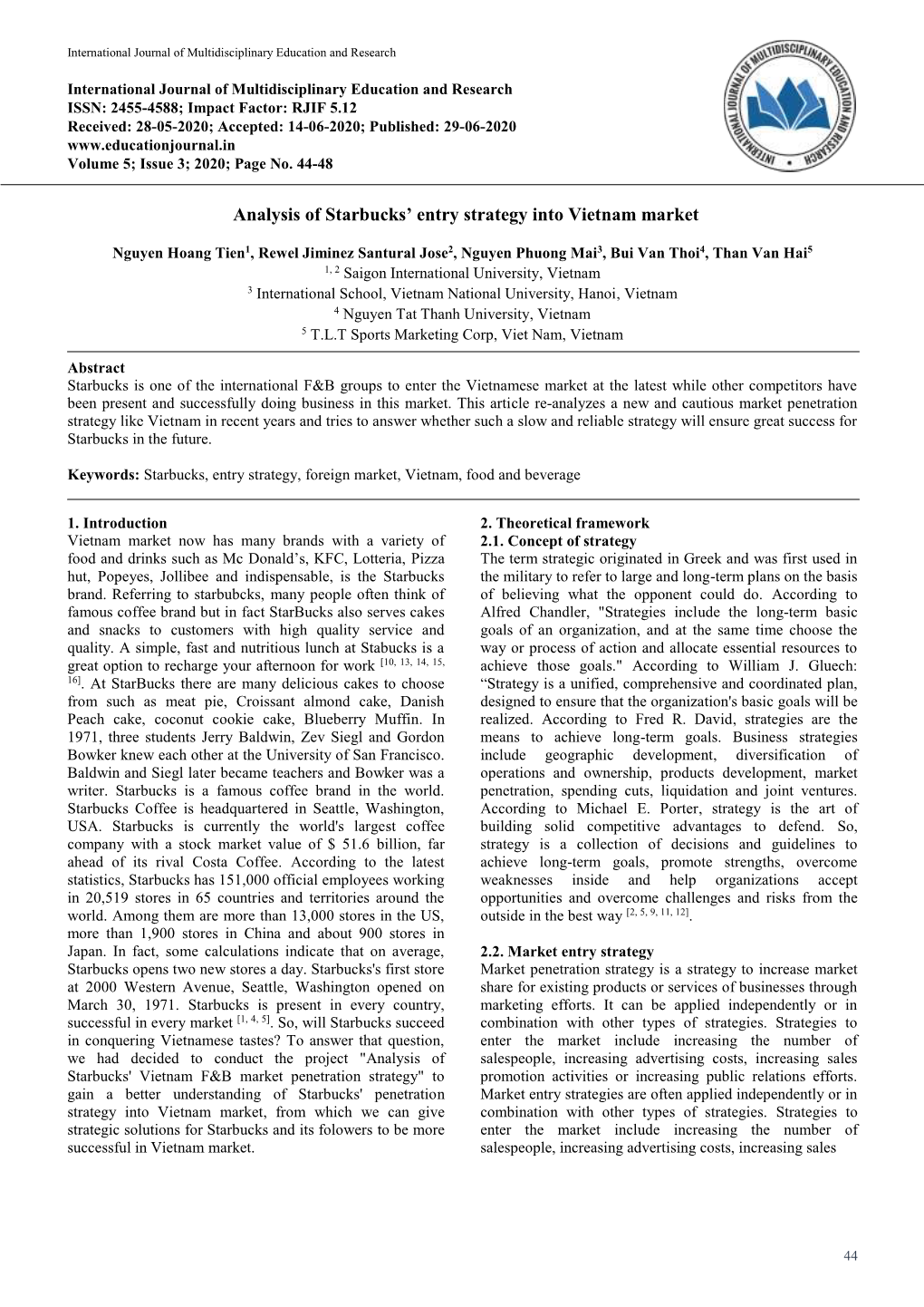 Analysis of Starbucks' Entry Strategy Into Vietnam Market