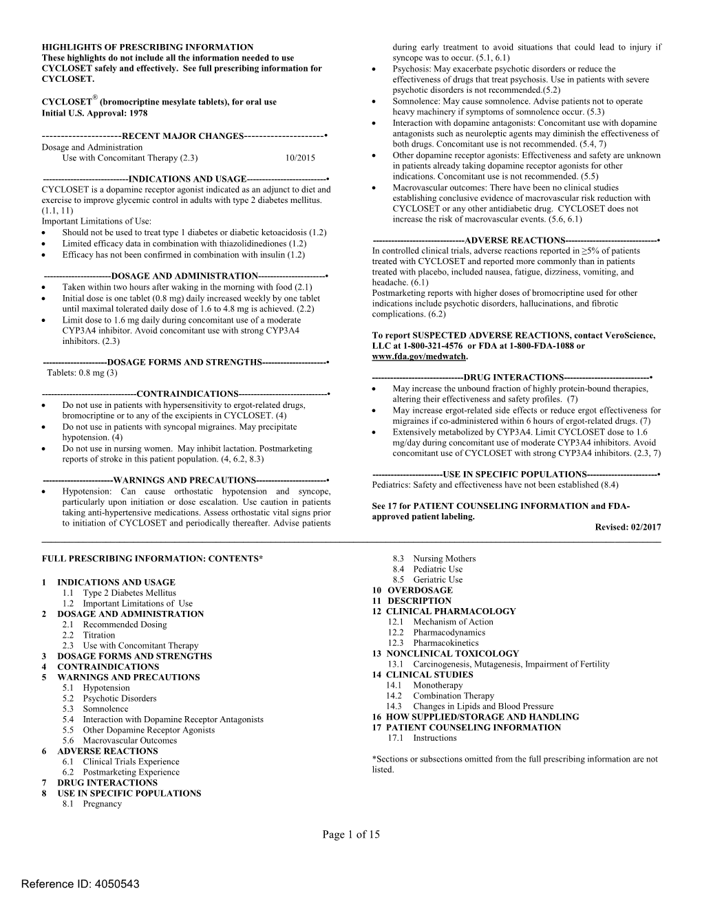 Bromocriptine Mesylate Tablets), for Oral Use • Somnolence: May Cause Somnolence