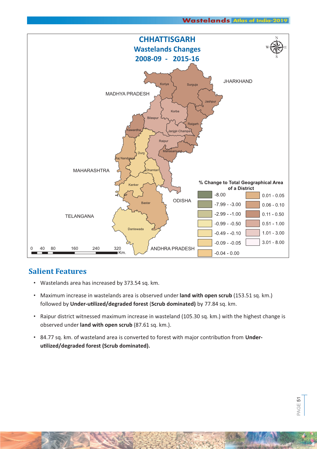 CHHATTISGARH Spatial Distribution of Wastelands 2015-16 Koriya Surguja JHARKHAND MADHYA PRADESH