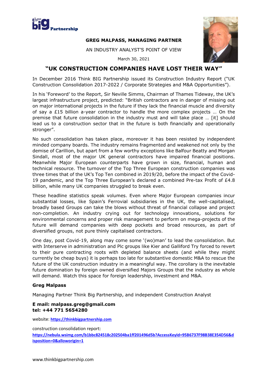 “Uk Construction Companies Have Lost Their Way”