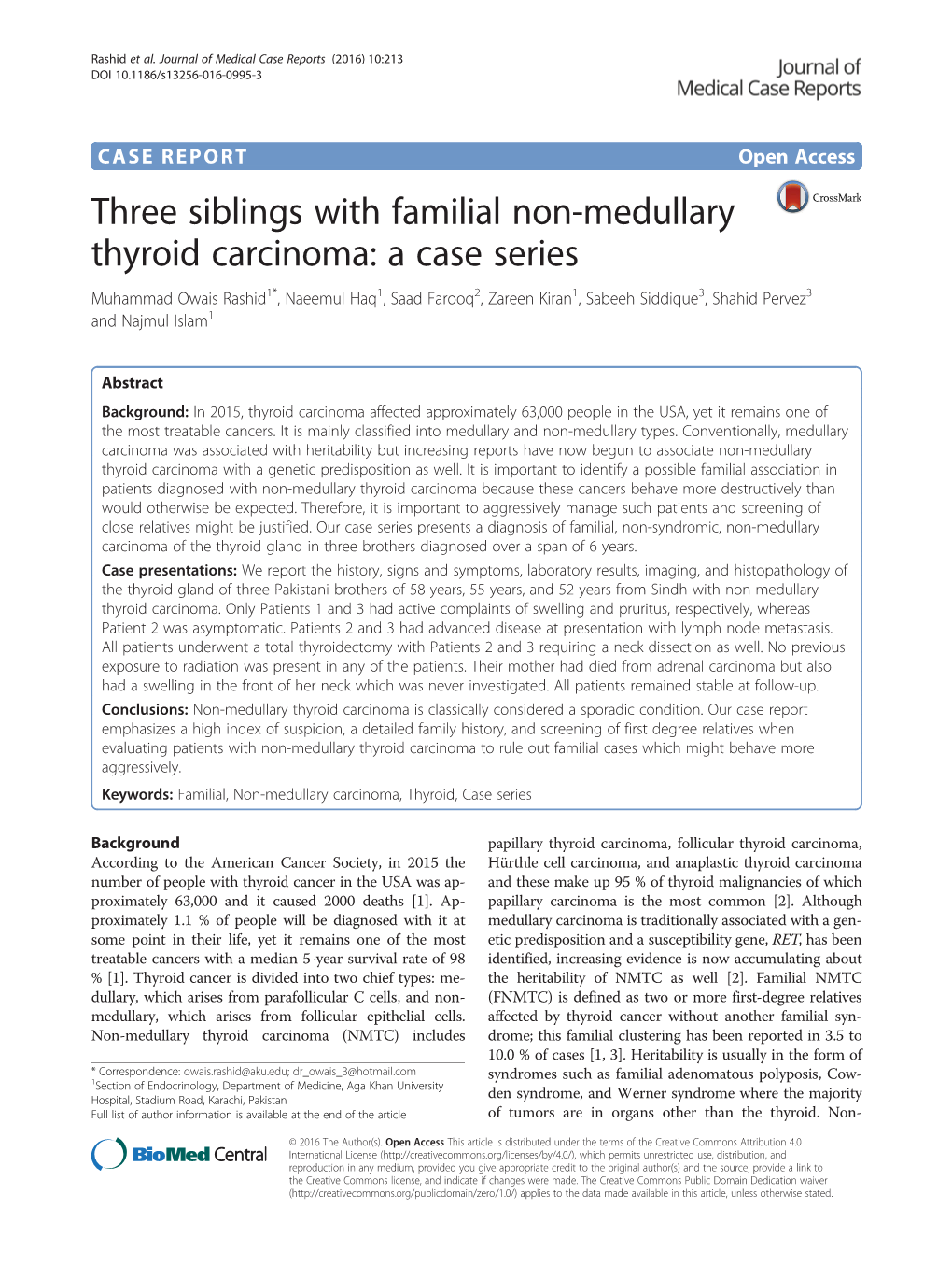 Three Siblings with Familial Non-Medullary Thyroid Carcinoma