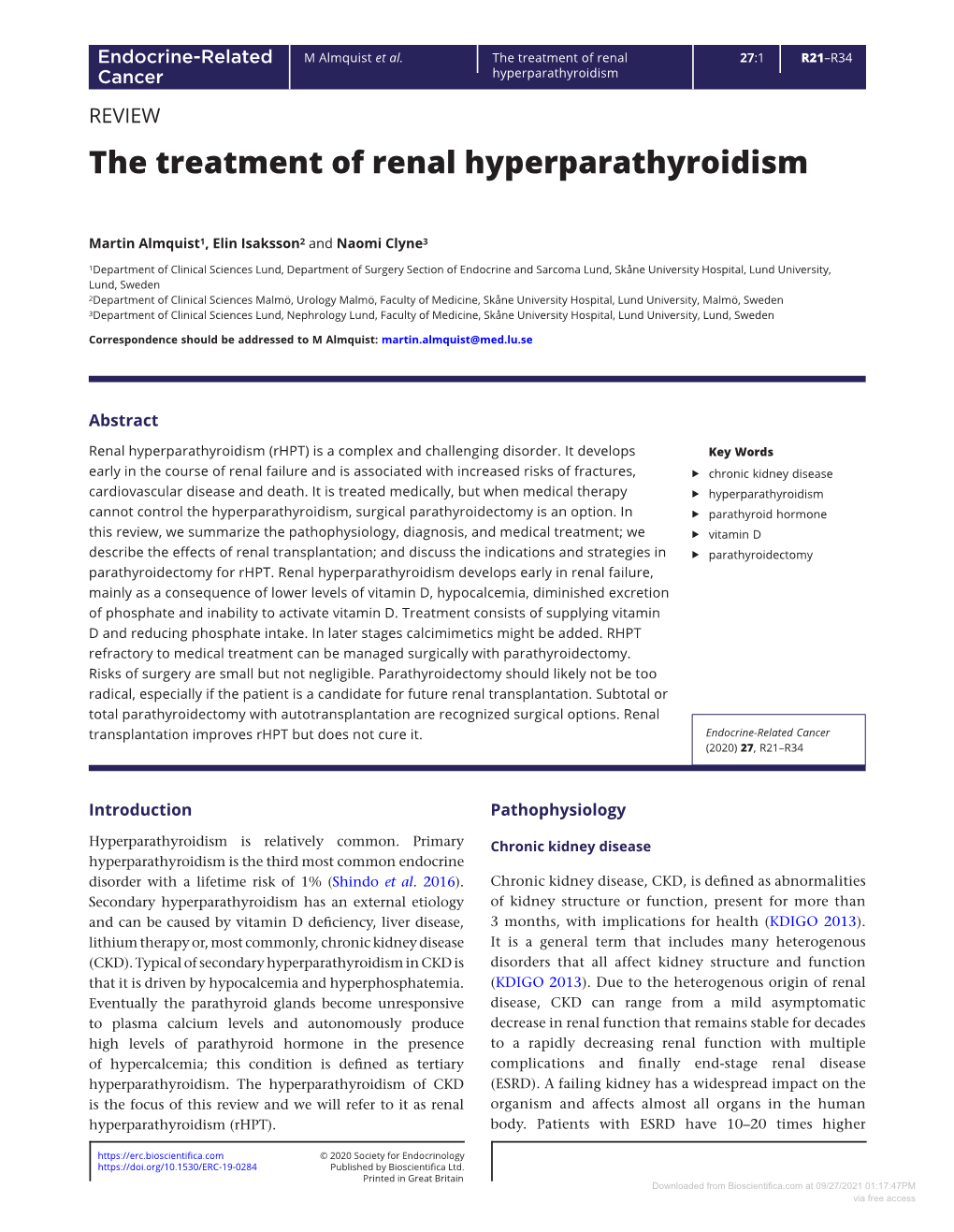 The Treatment of Renal Hyperparathyroidism