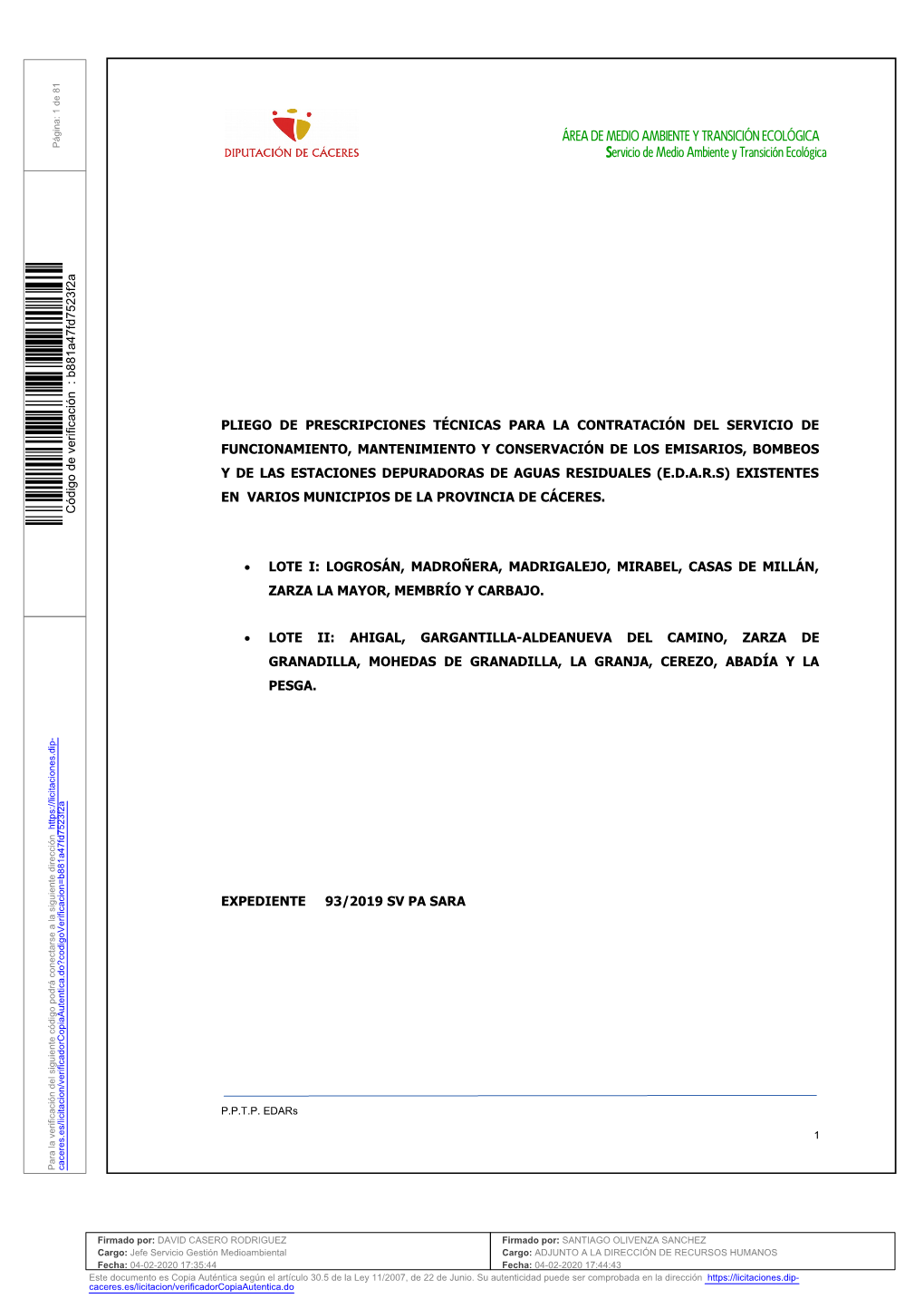 ÁREA DE MEDIO AMBIENTE Y TRANSICIÓN ECOLÓGICA Servicio De Medio Ambiente Y Transición Ecológica