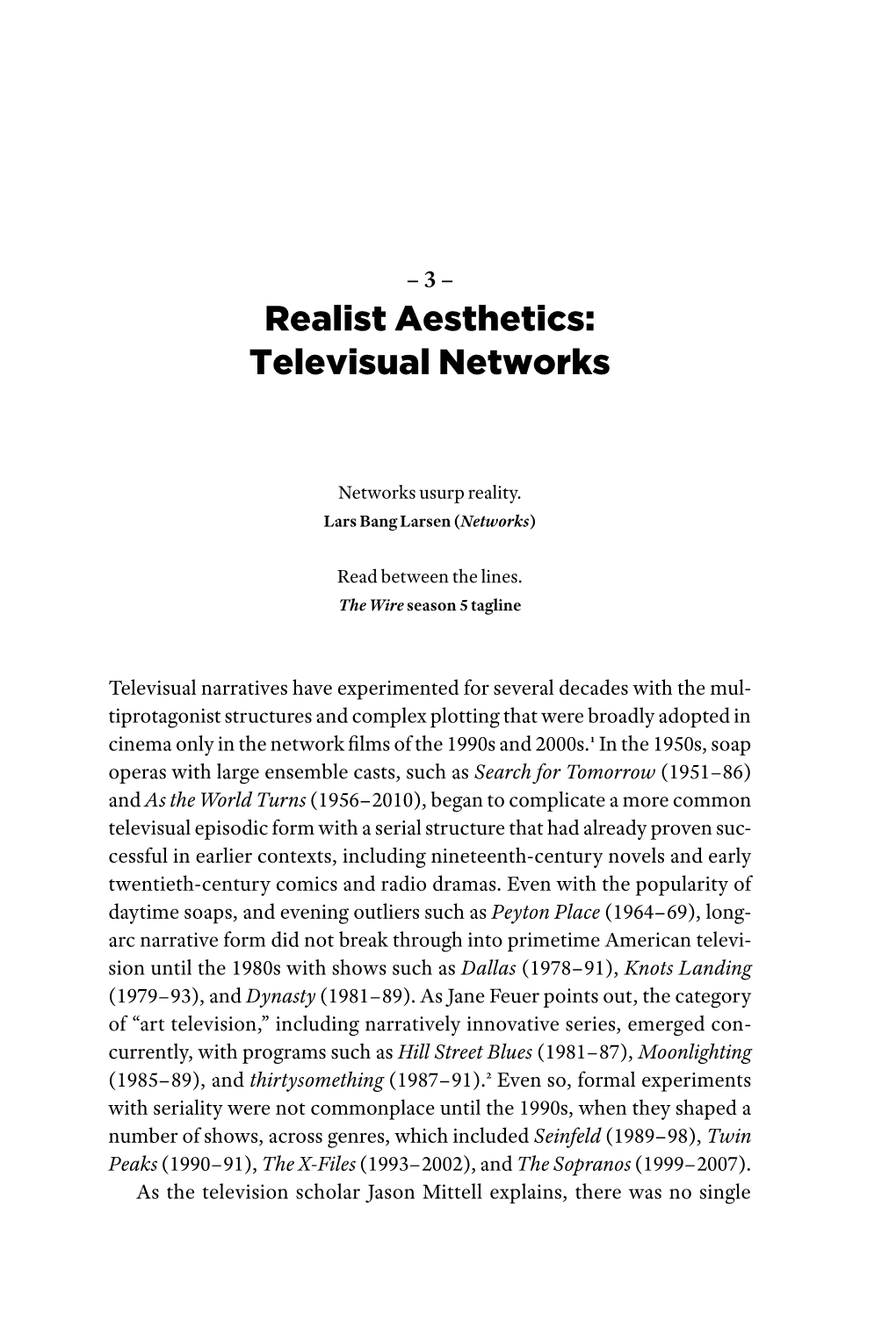 Realist Aesthetics: Televisual Networks