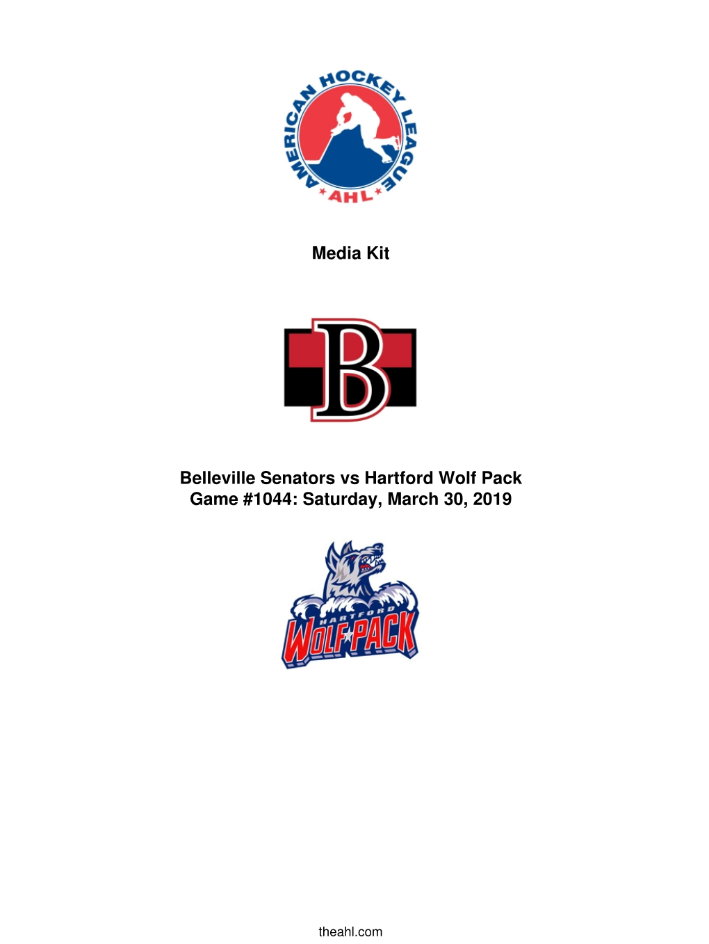 Media Kit Belleville Senators Vs Hartford Wolf Pack Game #1044