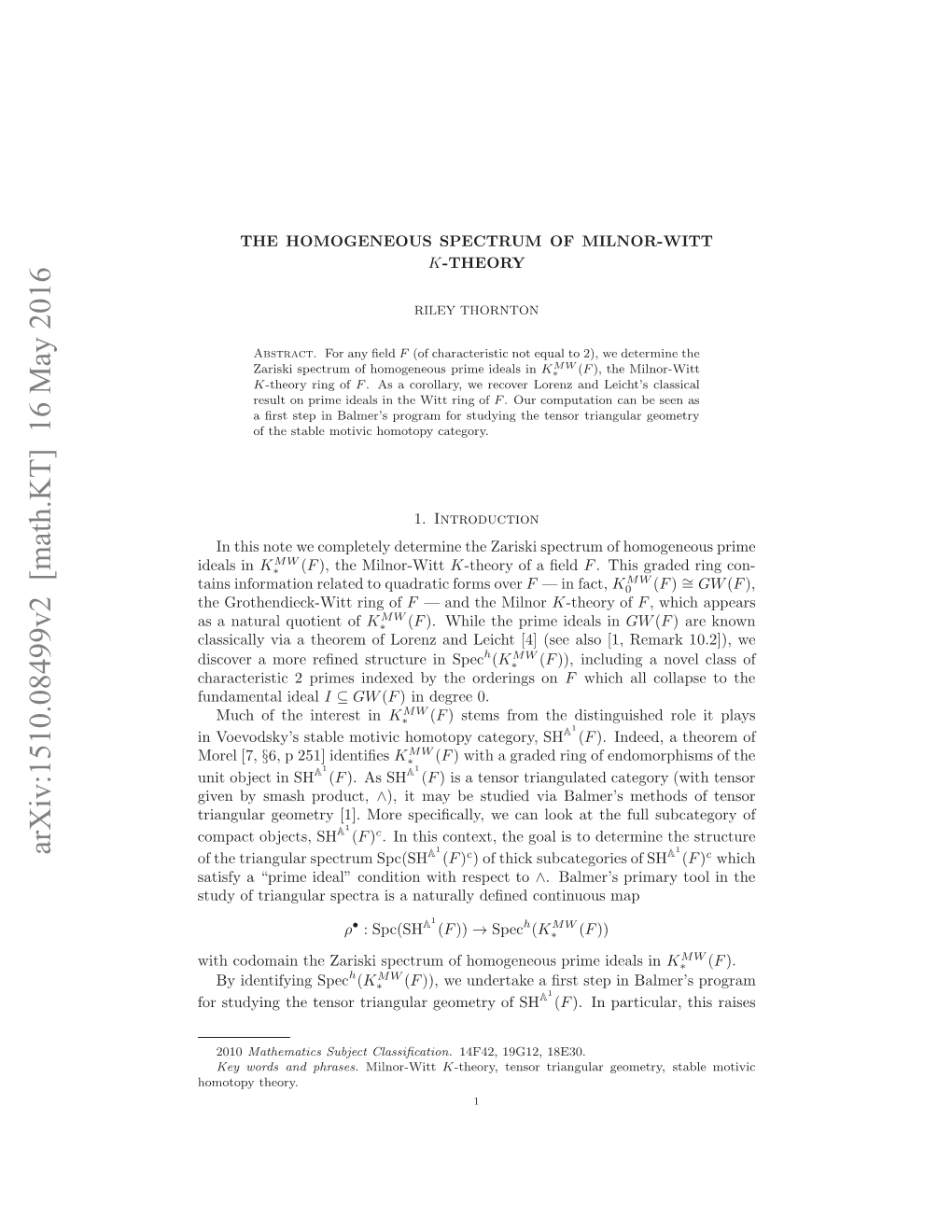 Arxiv:1510.08499V2 [Math.KT]