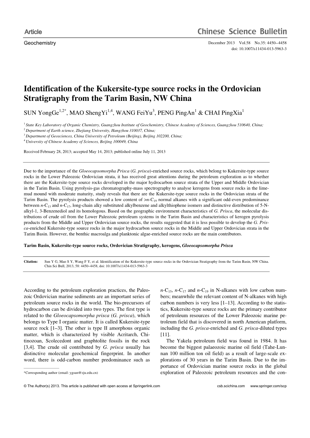 Identification of the Kukersite-Type Source Rocks in the Ordovician Stratigraphy from the Tarim Basin, NW China