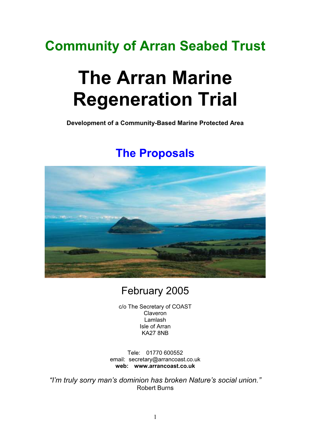 The Arran Marine Regeneration Trial