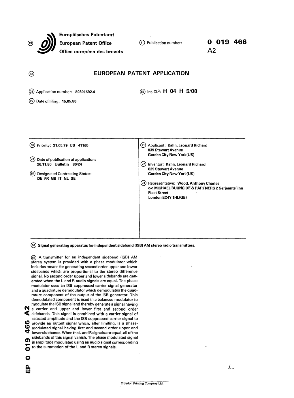 Signal Generating Apparatus for Independent Sideband \ISB\ AM