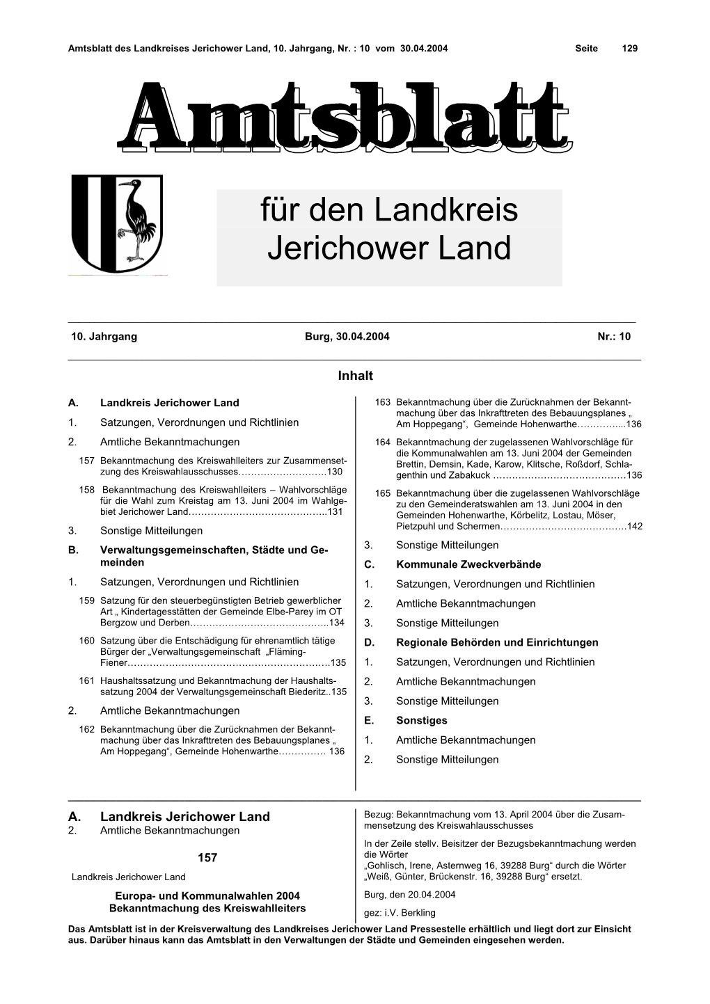 Für Den Landkreis Jerichower Land