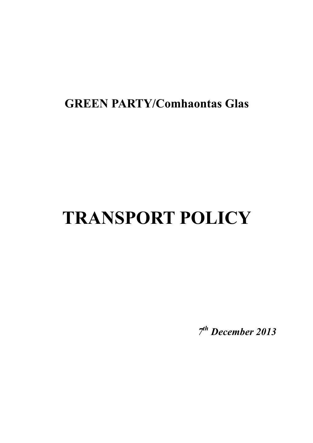 Greens Transport Policy