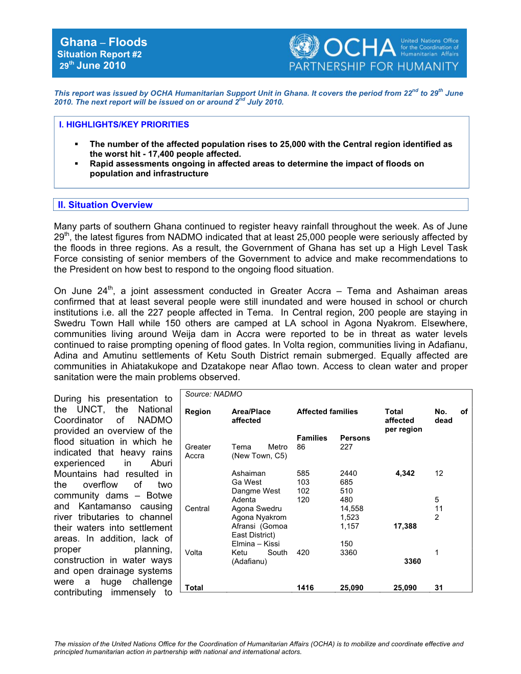 Ghana – Floods Situation Report #2 29Th June 2010