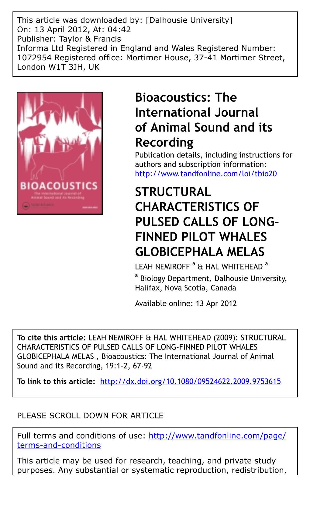 Structural Characteristics of Pulsed Calls of Long