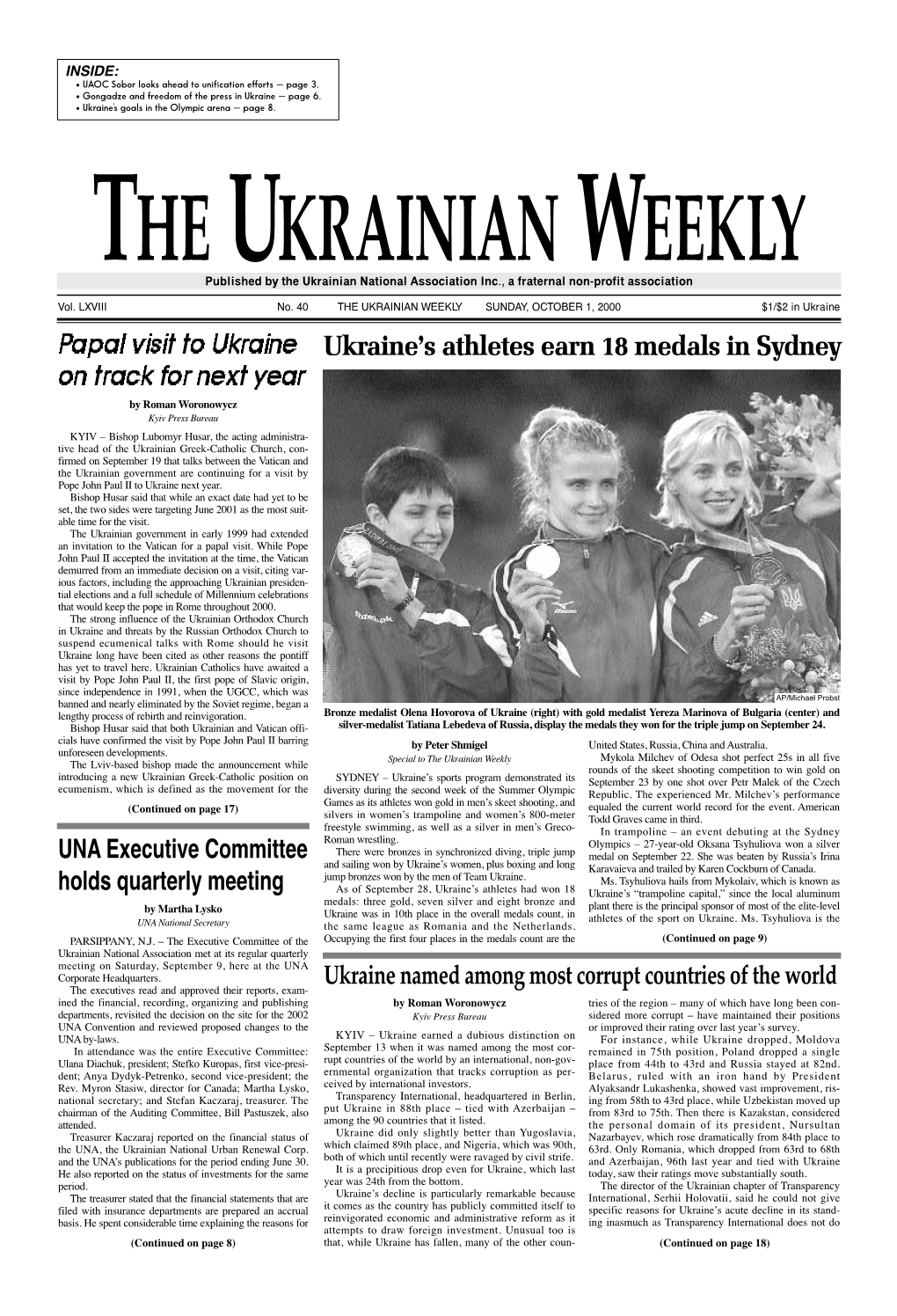 The Ukrainian Weekly 2000, No.40