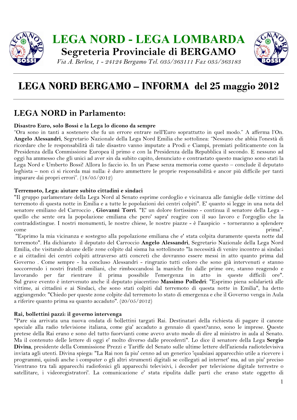 LEGA NORD Bergamo – Informa 25 Maggio 2012.Pdf