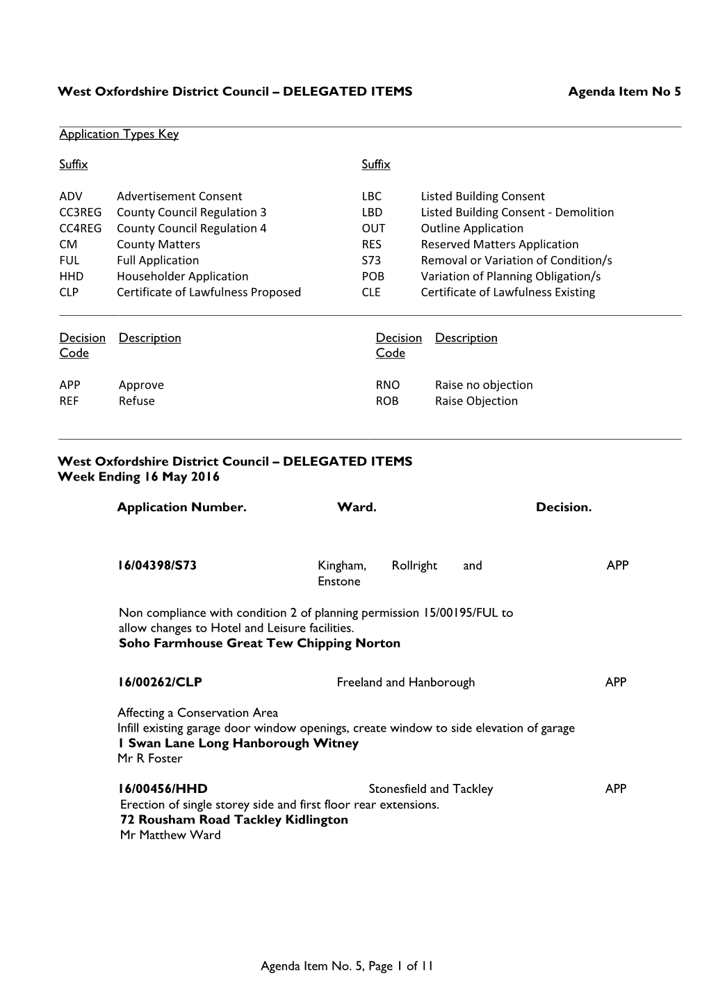 Agenda Item No. 5, Page 1 of 11 West Oxfordshire District Council