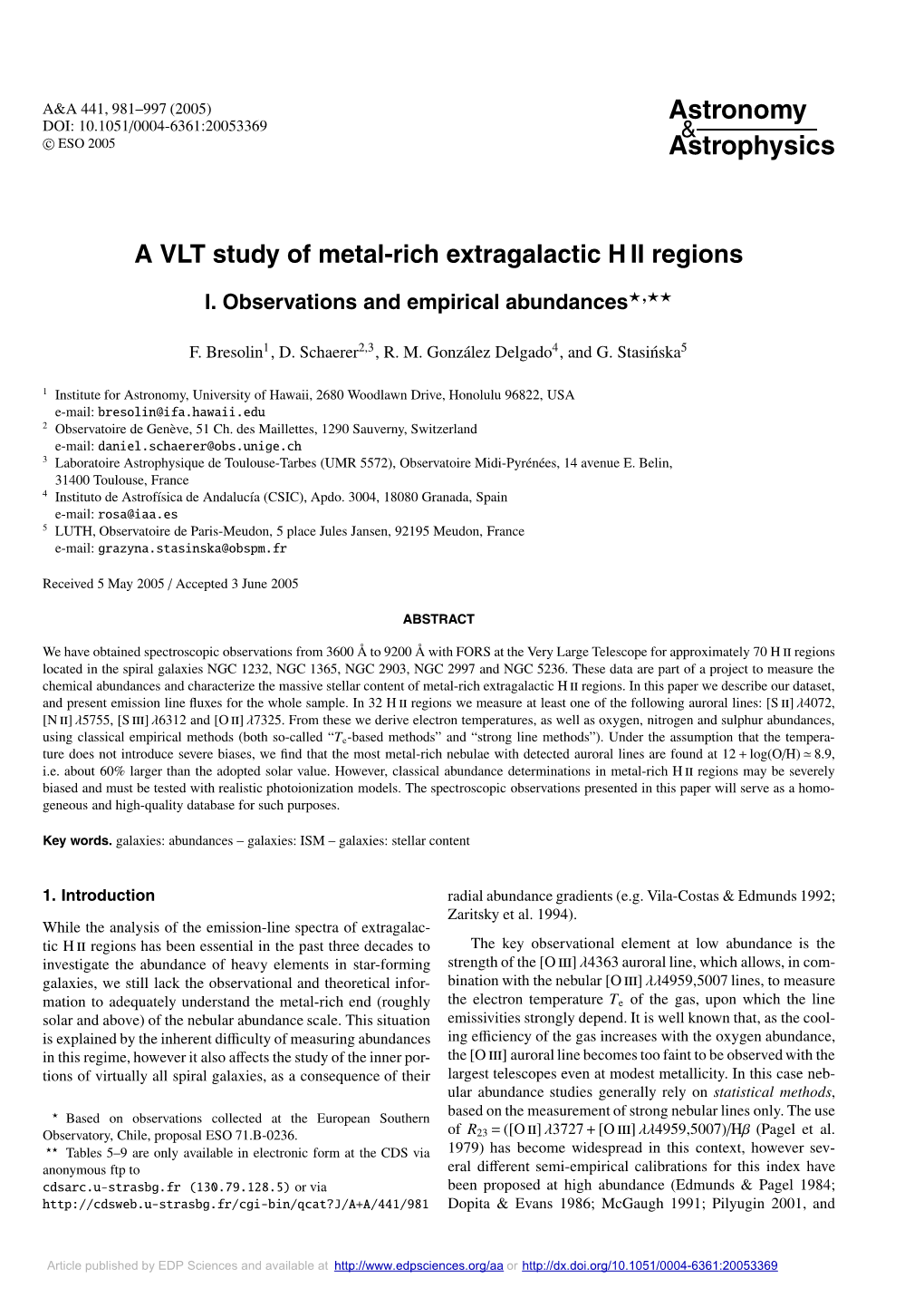 A VLT Study of Metal-Rich Extragalactic H II Regions