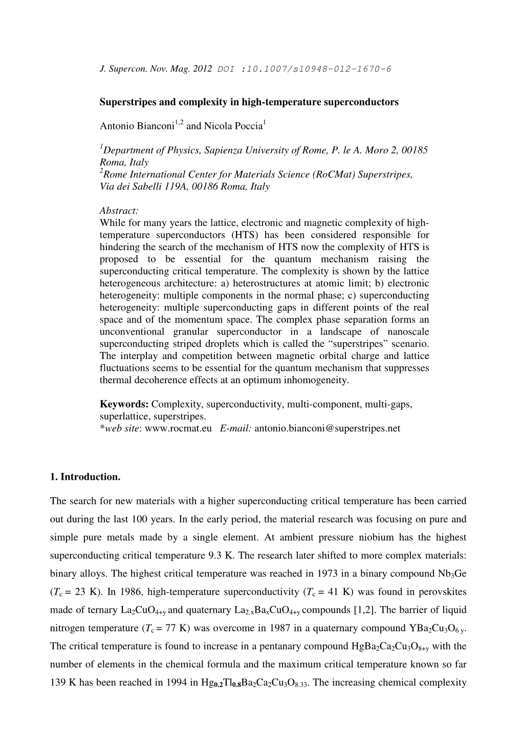 Superstripes and Complexity in High-Temperature Superconductors