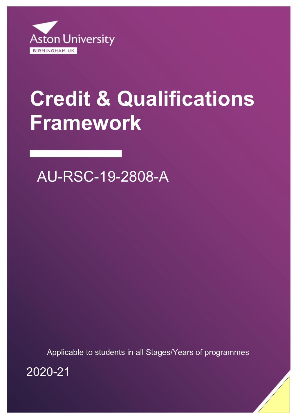 Credit & Qualifications Framework