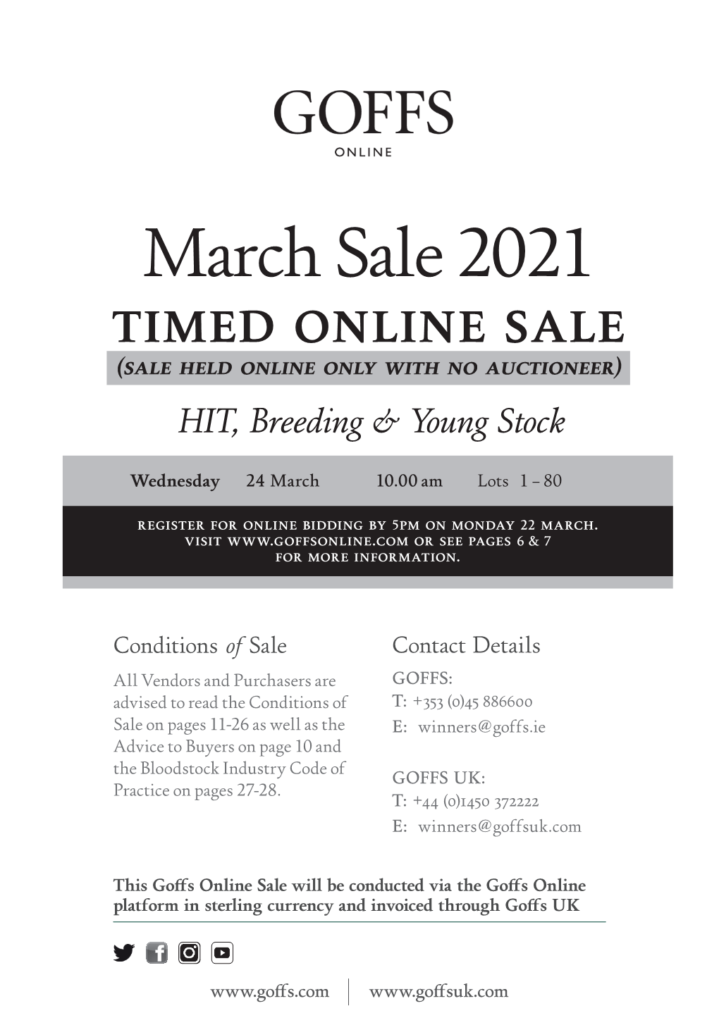March Sale 2021 TIMED ONLINE SALE (Sale Held Online Only with No Auctioneer) HIT, Breeding & Young Stock