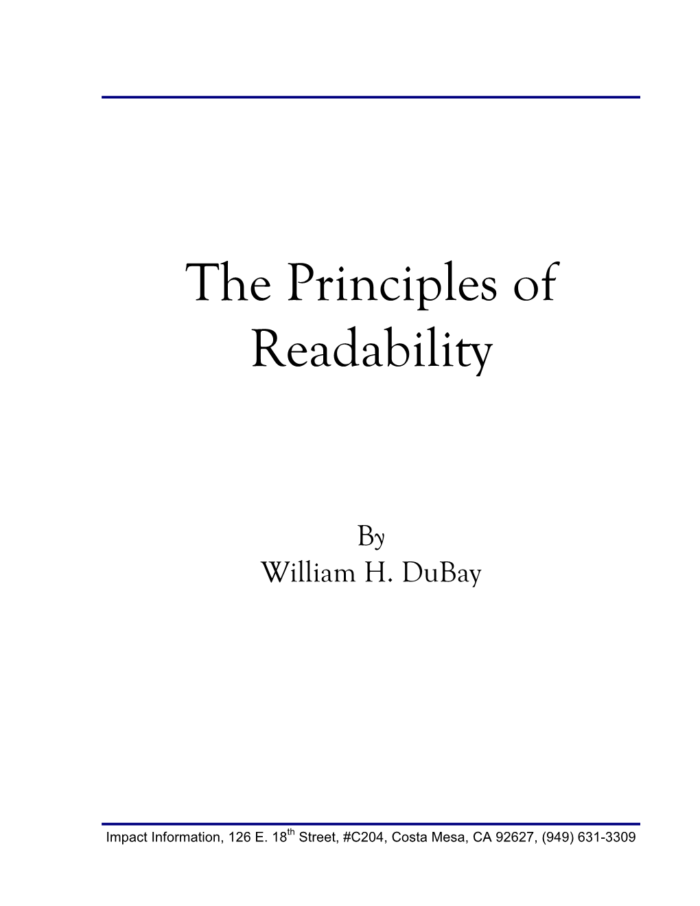 The Principles of Readability