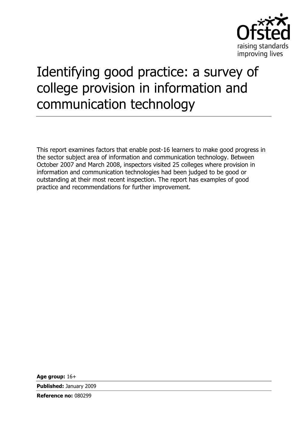 A Survey of College Provision in Information and Communication Technology