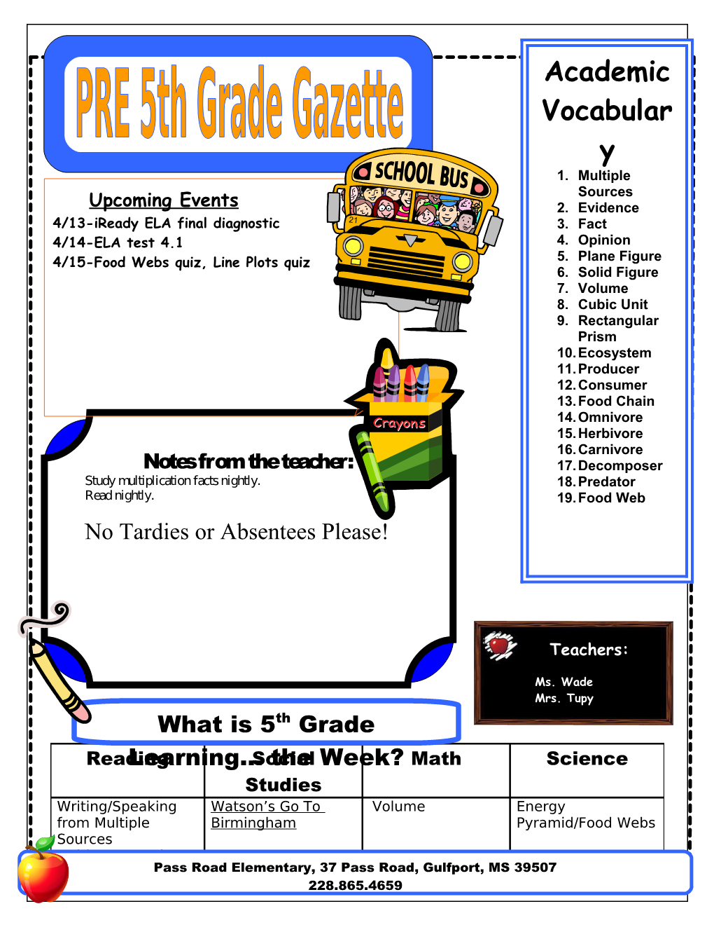 Science Vocabulary Terms: Food Chains/Food Webs