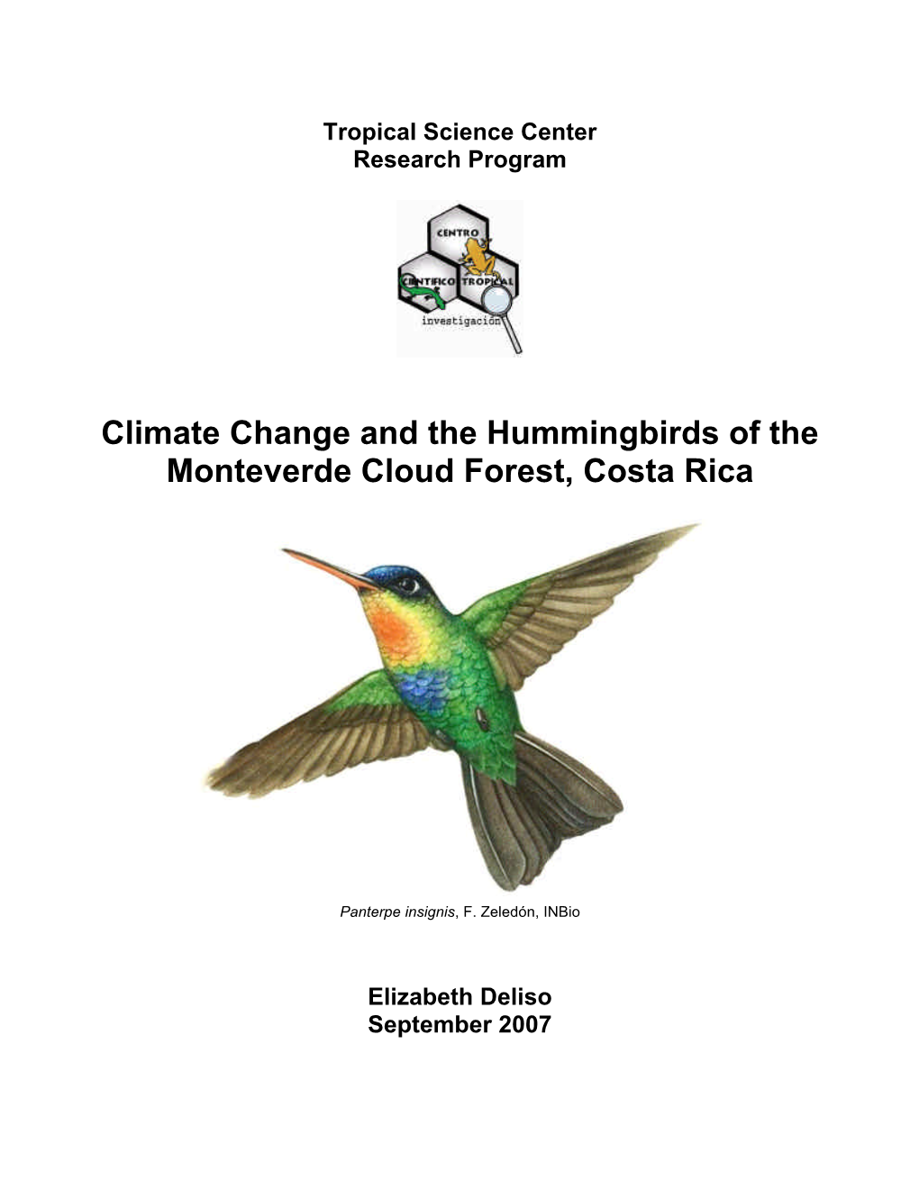 Climate Change and the Hummingbirds of the Monteverde Cloud Forest, Costa Rica