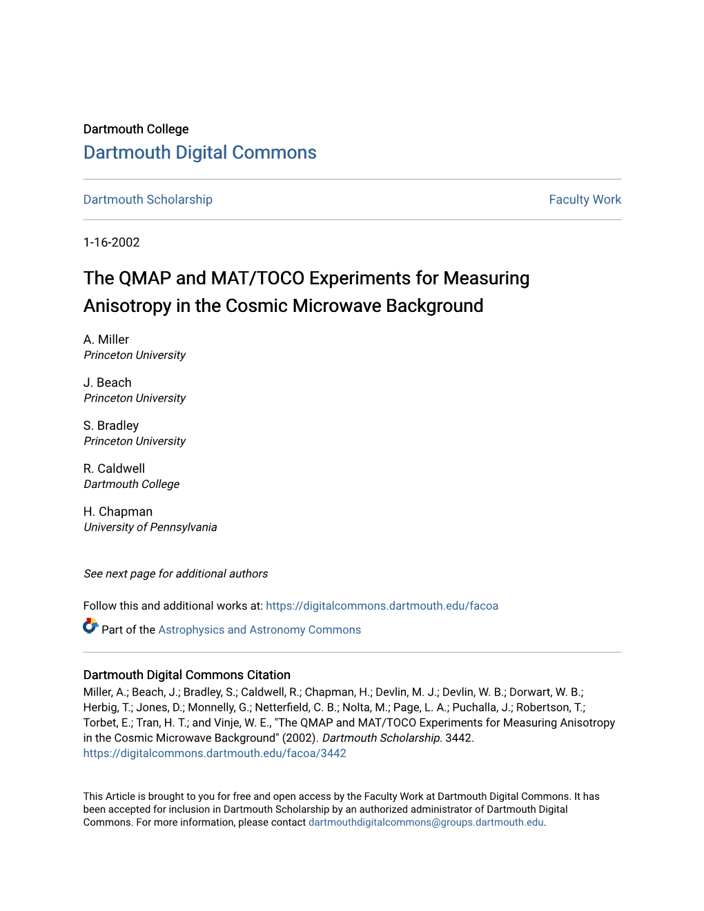 The QMAP and MAT/TOCO Experiments for Measuring Anisotropy in the Cosmic Microwave Background