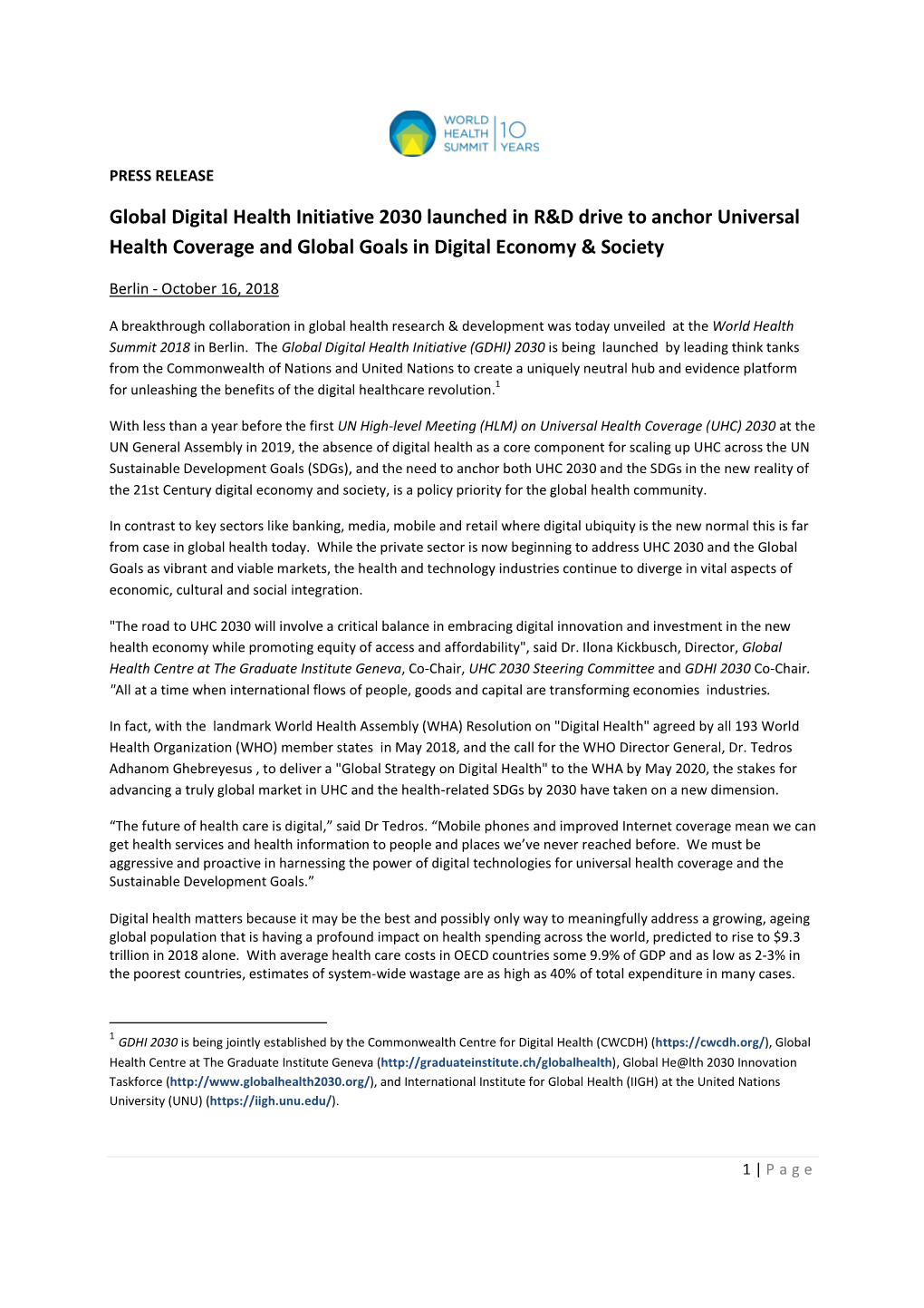 Berlin Draft Gdhi 2030 Press Release