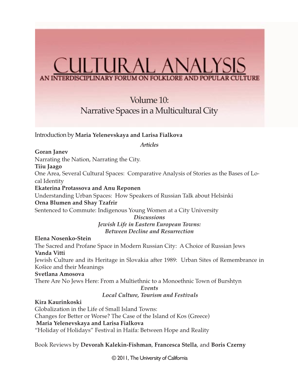 Volume 10: Narrative Spaces in a Multicultural City