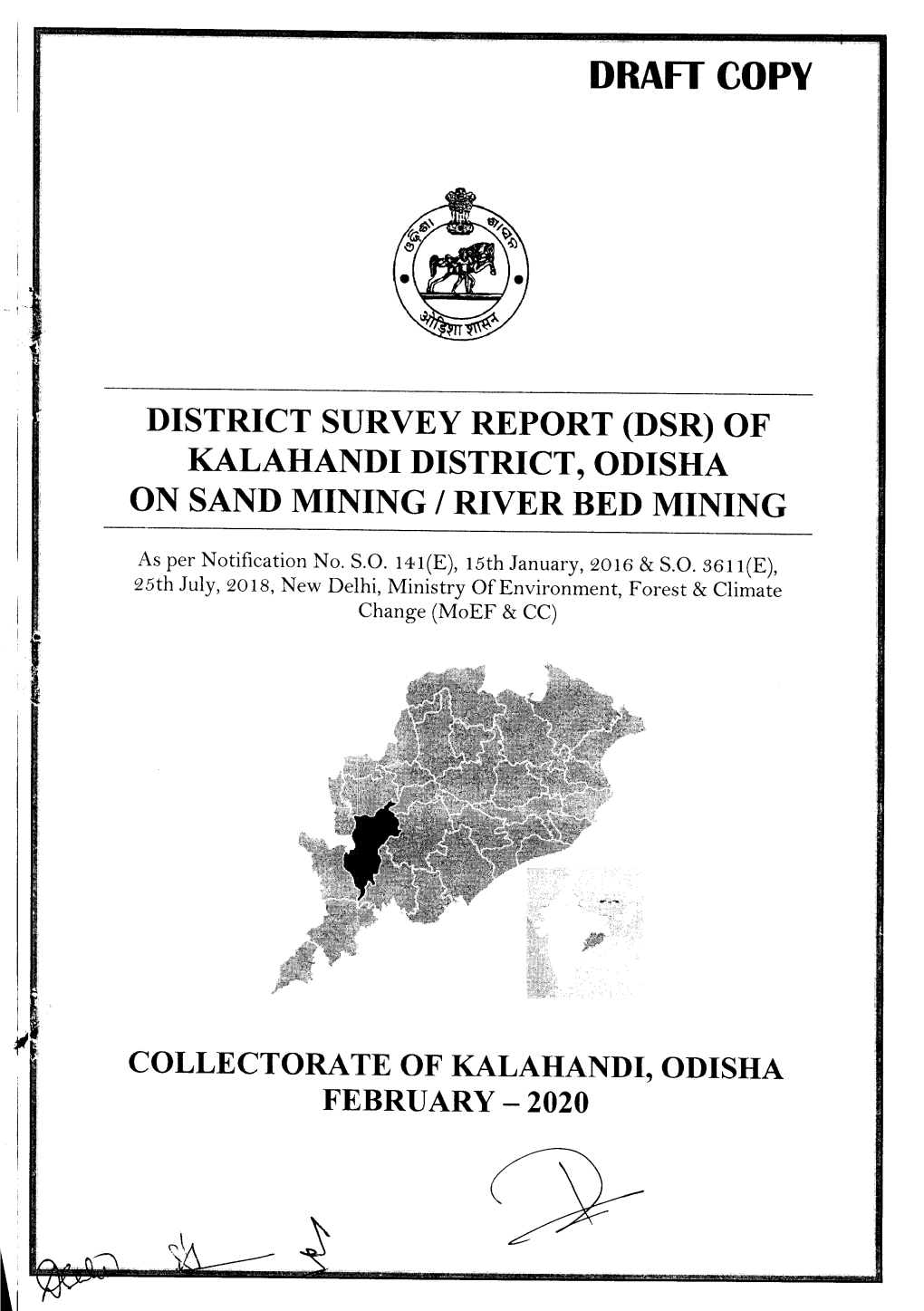 Of Kalahandi District, Odisha on Sand Mining / River Bed Mining