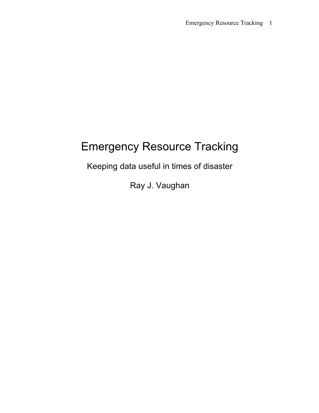 Emergency Resource Tracking