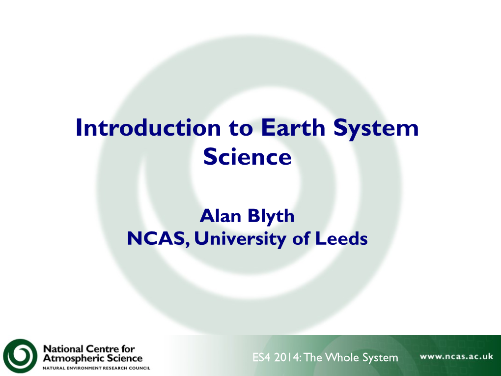 Introduction to Earth System Science