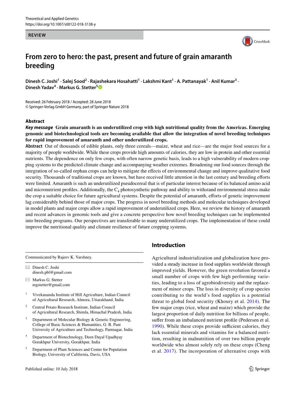 From Zero to Hero: the Past, Present and Future of Grain Amaranth Breeding