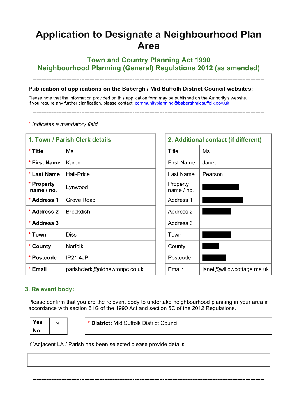 Application to Designate a Neighbourhood Plan Area