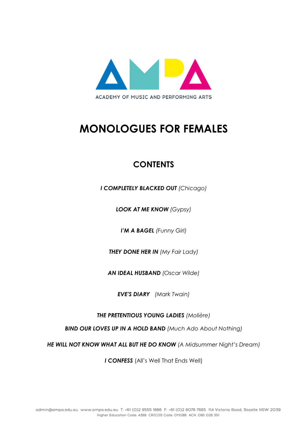 Monologues for Females