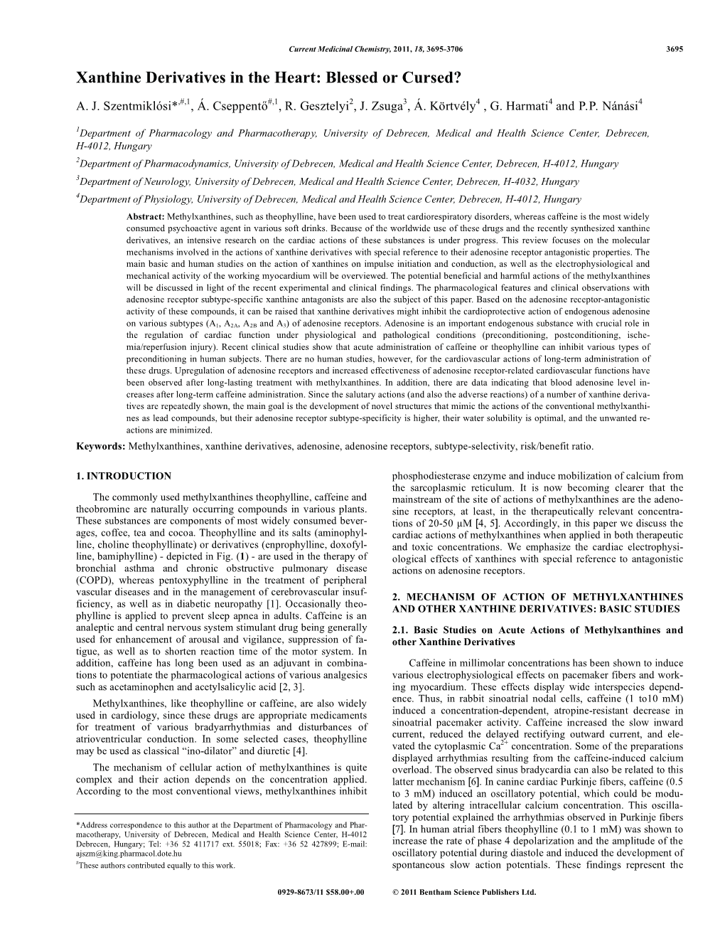 Xanthine Derivatives in the Heart: Blessed Or Cursed?