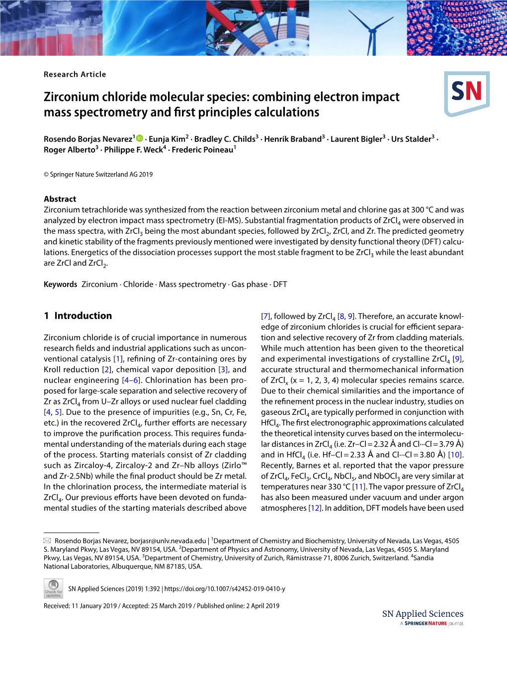 Zirconium Chloride Molecular Species: Combining Electron Impact Mass Spectrometry and First Principles Calculations