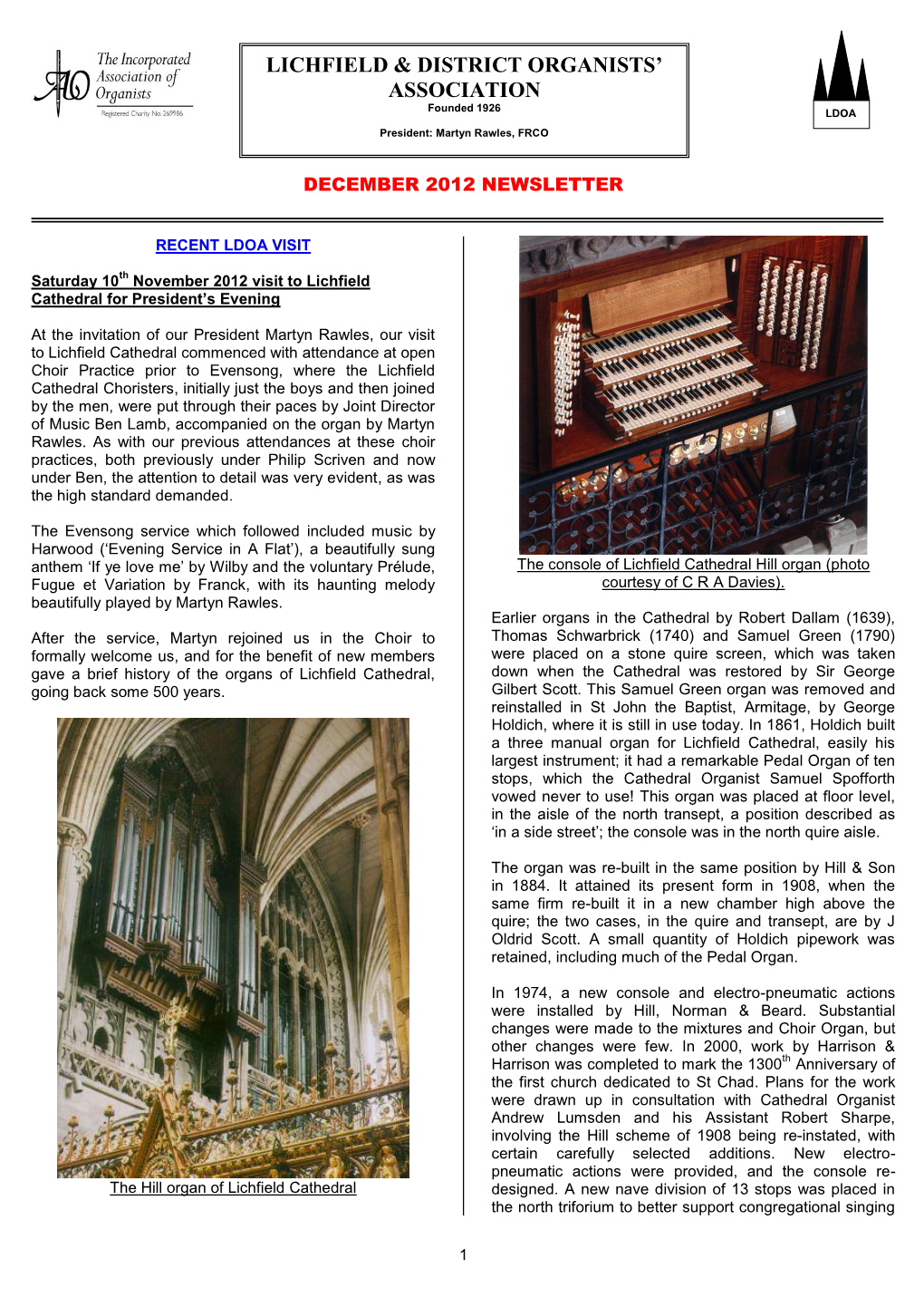 Lichfield & District Organists' Association