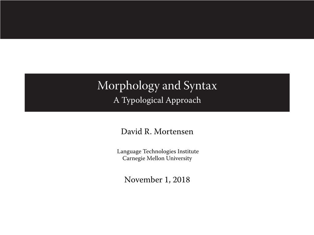 Morphology and Syntax Slides