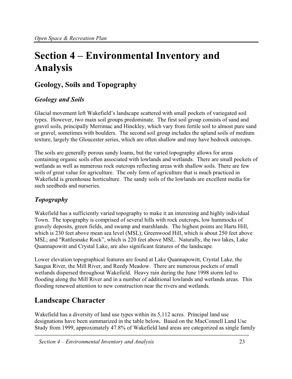 Environmental Inventory and Analysis