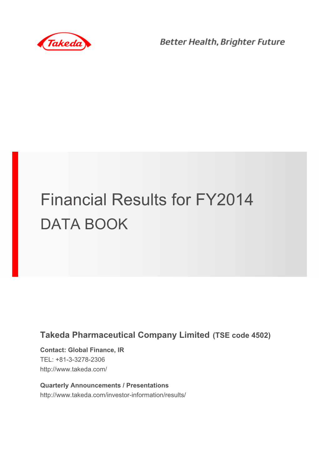 Financial Results for FY2014 DATA BOOK